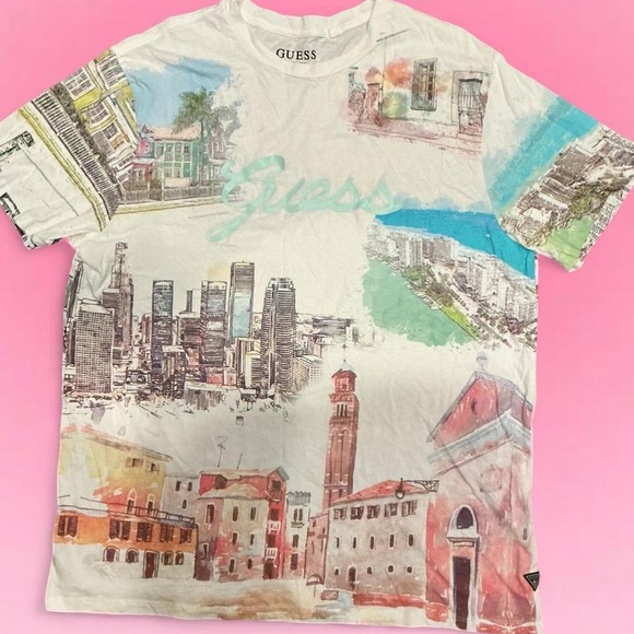 Guess Multicolor Cityscape Short Sleeve Tee - Picture 2 of 6
